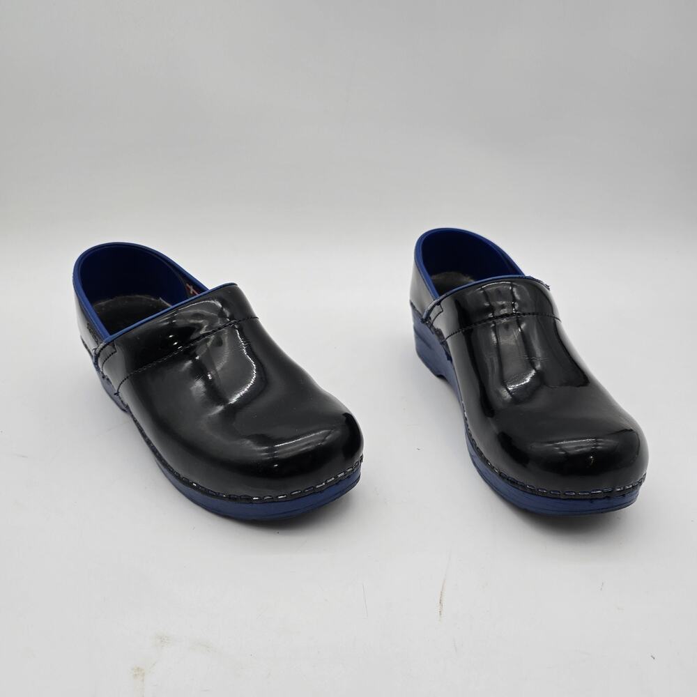 Sanita Clogs Womens 8.5 9 39 Shoes Black Blue Shoe Slip On Patent Xenia Nursing